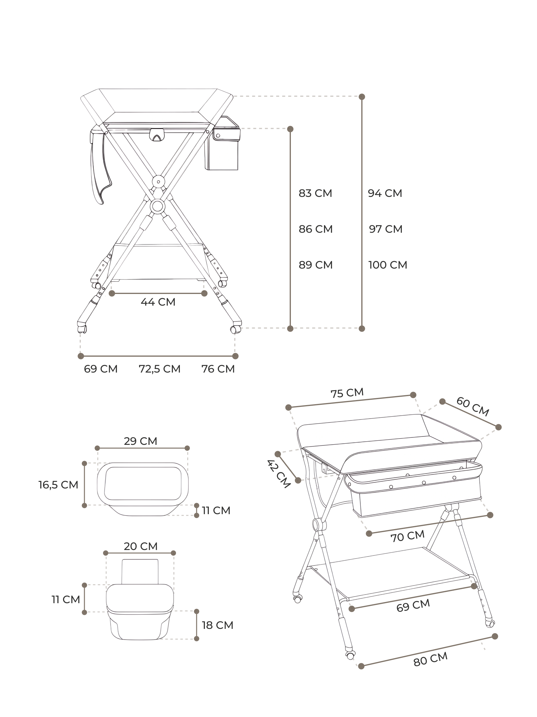 Пеленальный столик leto baby