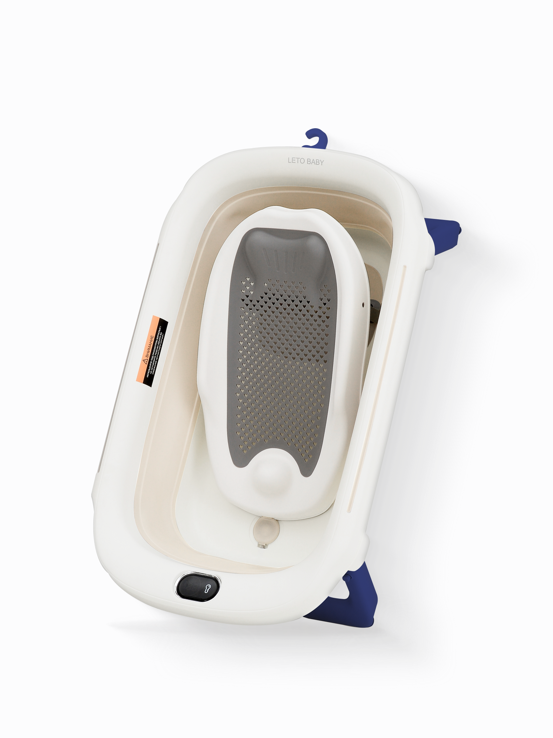 Ванночка для купания новорожденного складная с термометром